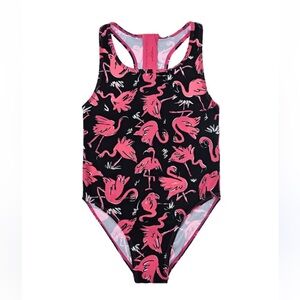 Stella McCartney Kids One Piece Swimsuit Flamingoes Back Zipper Pink Size 10